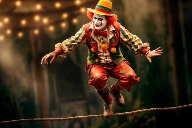 un payaso está involucrado en hazañas acrobáticas