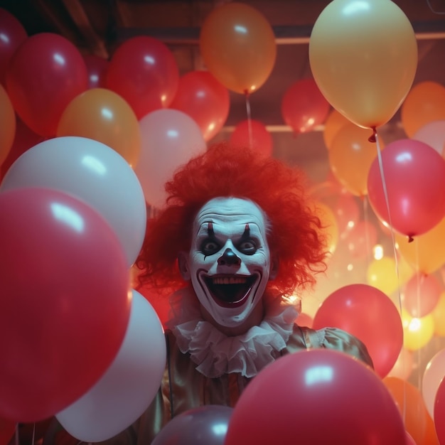 payaso en una fiesta con globos