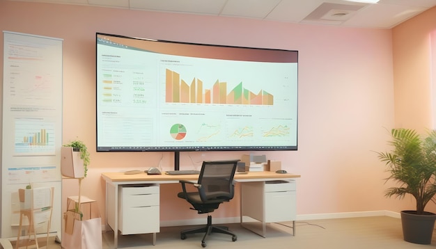 Foto pc-bildschirm mit marktdiagrammen und datenanalysen