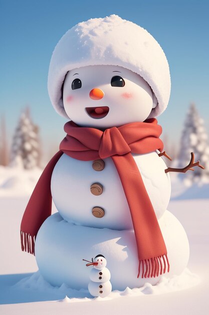 PC inverno temporada de neve boneco de neve modelo 3d boneco de neve de natal papel de parede ilustração fundo