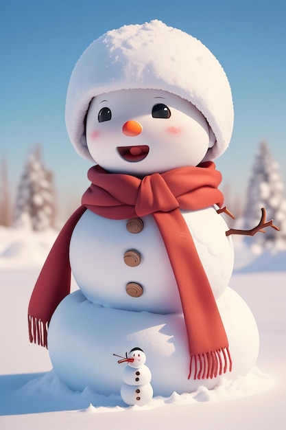 PC invierno nieve temporada muñeco de nieve modelo 3d Navidad muñeco de nieve papel tapiz ilustración fondo