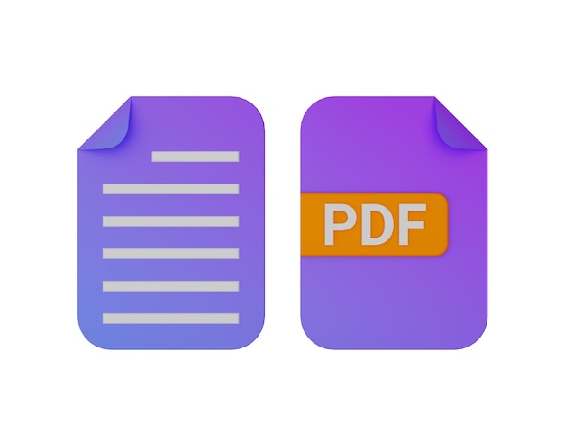 PDF 3D y icono de cuaderno