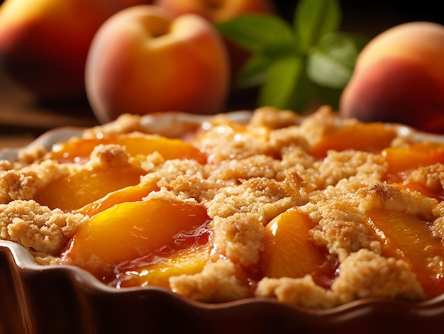 Peach cobbler de perto Ai Generative