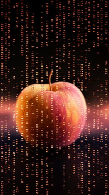 Peach código binario en la oscuridad creando una atmósfera de tecnología de datos y seguridad cibernética centrarse en el