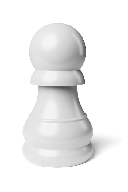 Peão de xadrez branco isolado na renderização em 3D branco