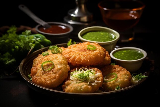 Peas verdes tentadoras Kachori comida frita tradicional indiana kachori fotografia de imagens