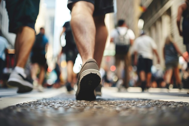 Foto los peatones caminando por calles amigables para los peatones soluciones de movilidad urbana para ciudades más seguras