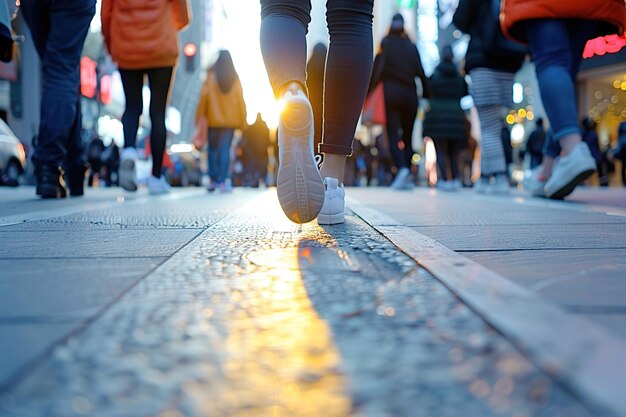 Foto los peatones caminando por calles amigables para los peatones soluciones de movilidad urbana para ciudades más seguras