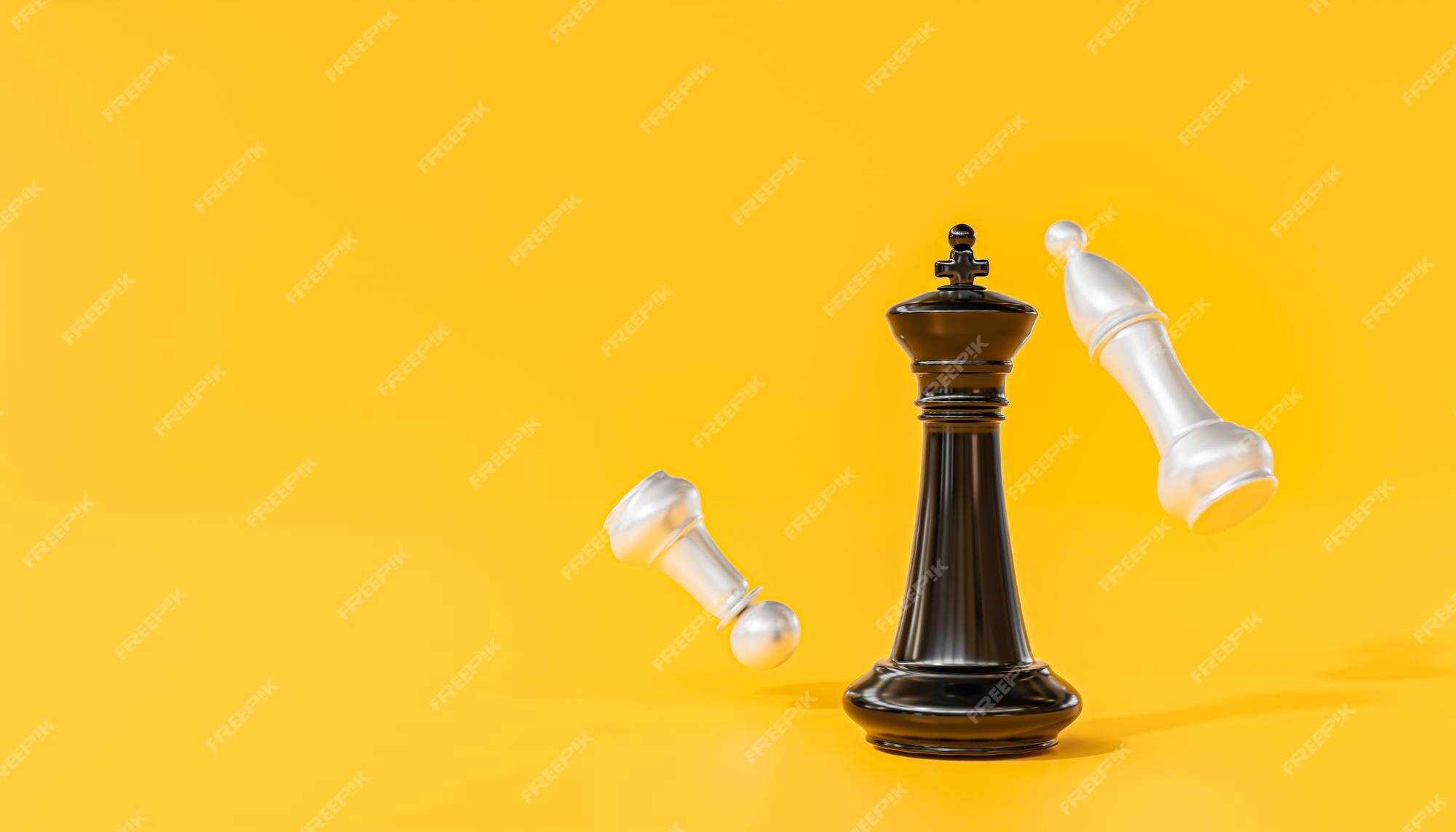 Peões de xadrez branco na ilustração 3d do banner de fundo de cor