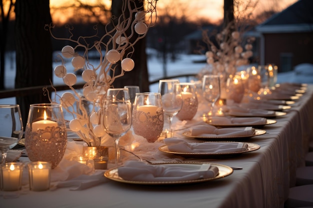 peças centrais de velas ideias de inspiração para decoração de casamento de inverno