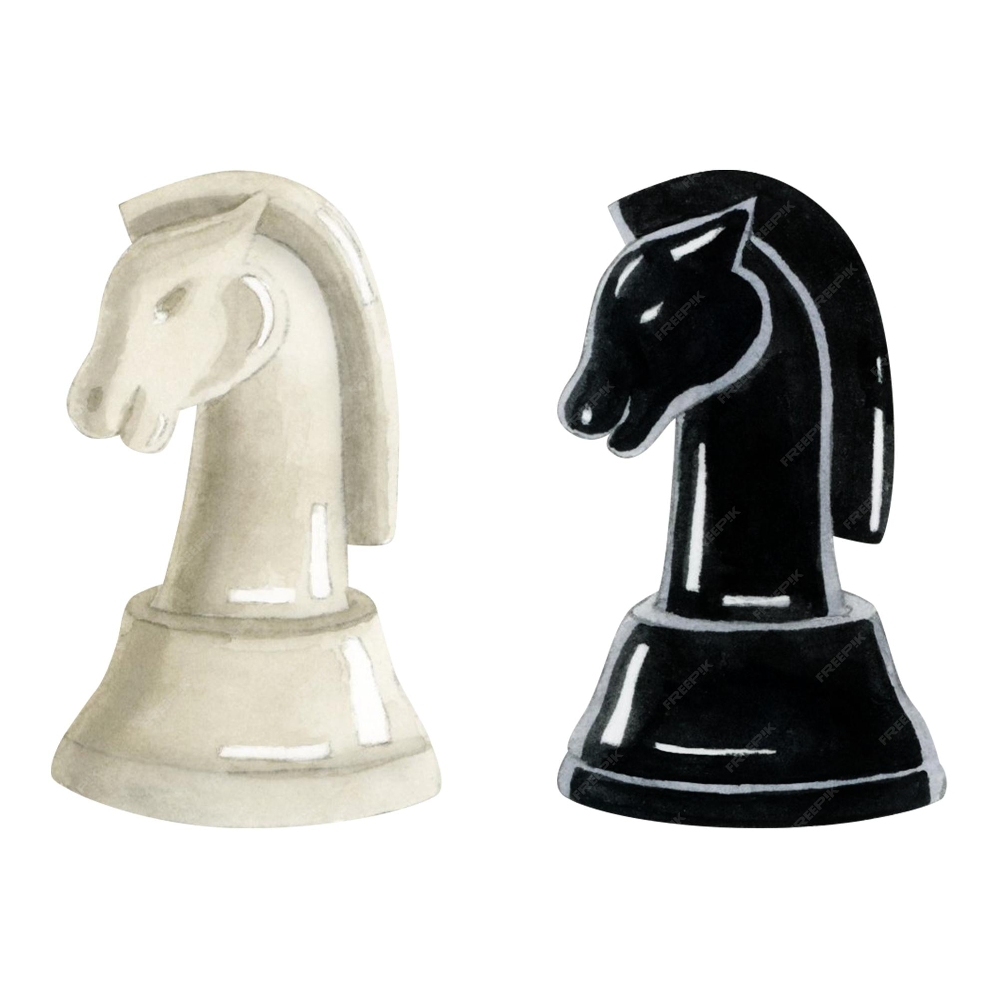 Dois Vetores - Peças De Xadrez Preto E Branco - Cavalo. Elementos