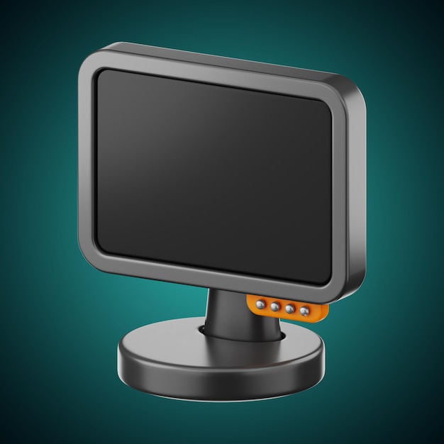 Peças de computador premium exibem renderização 3d do ícone do monitor em fundo isolado