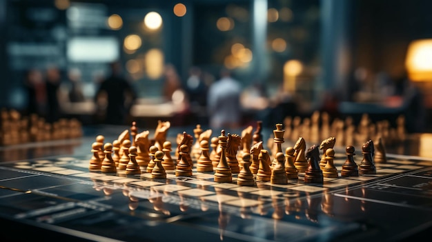 Peças de xadrez em um tabuleiro de xadrez abstrato