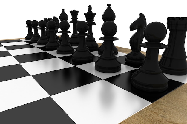 Jogo De Xadrez. Peças Brancas E Pretas No Tabuleiro De Xadrez. Foto de  Stock - Imagem de figuras, aprendizagem: 221923738