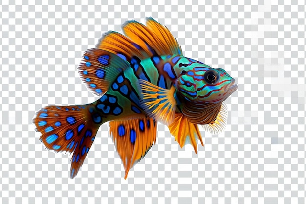 Foto peces de acuario multicolores en un fondo transparente vista lateral del dardo cebra de un amarillo y