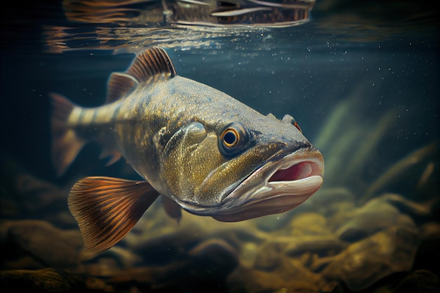 Peces bajo el agua Pesca IA generativa