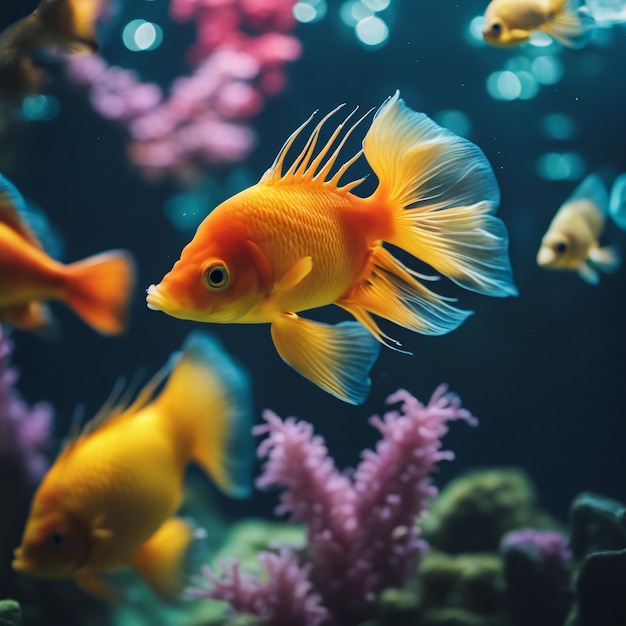 Peces de colores en el acuario