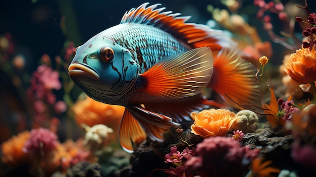 Peces de colores en un arrecife de coral