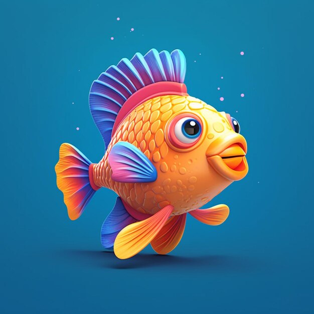 Peces de colores brillantes con un fondo azul