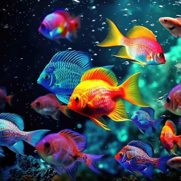 Peces de colores brillantes