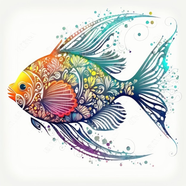 Peces de colores sobre un fondo blanco, vector, pescado, pescado, acuarela png y vector