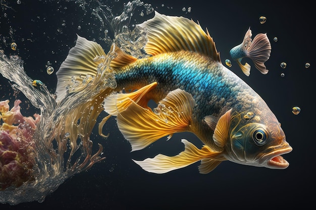 Peces decorativos realistas en acción generados por IA