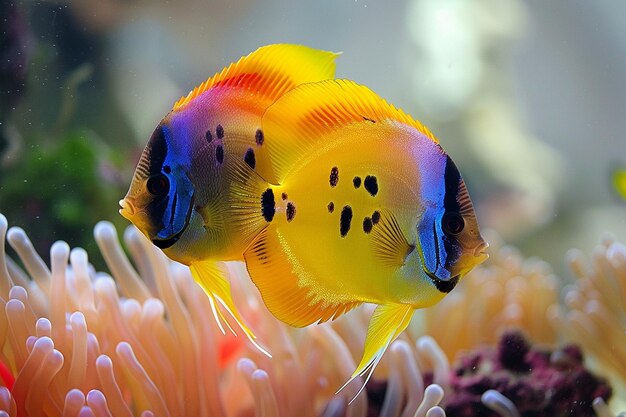 Foto peces de disco que nadan