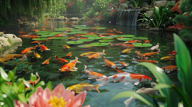 Peces en el estanque Carne de agua Perca de río Caña de pesca Pico de alimento Huesos de salmón Aletas de pesca branquias de red Burbuja de sal Mariscos generados por IA