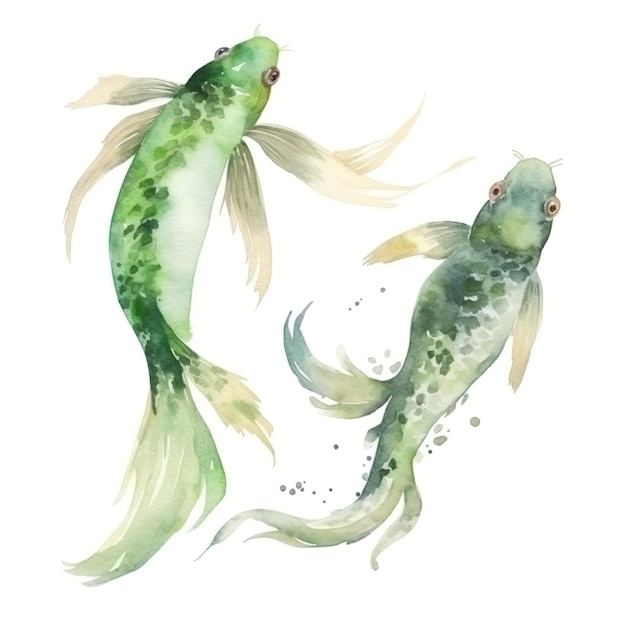 Peces koi en estilo de pintura de acuarela Ilustración generativa de IA