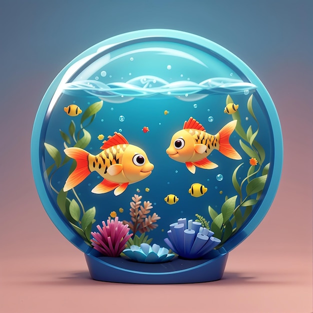 Peces lindos mueren en plástico Ilustración de icono vectorial de dibujos animados Icono de naturaleza animal Concepto de plano aislado