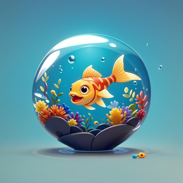 Peces lindos mueren en plástico Ilustración de icono vectorial de dibujos animados Icono de naturaleza animal Concepto de plano aislado