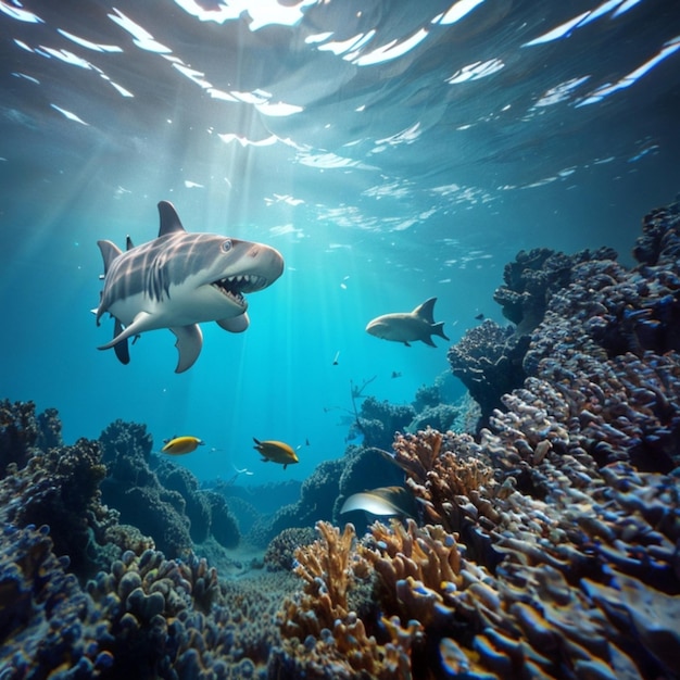 Foto peces marinos submarinos creados con ai generados