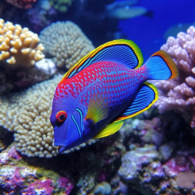 peces tropicales que nadan bajo el agua