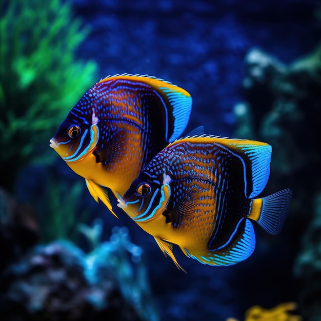 peces tropicales que nadan bajo el agua