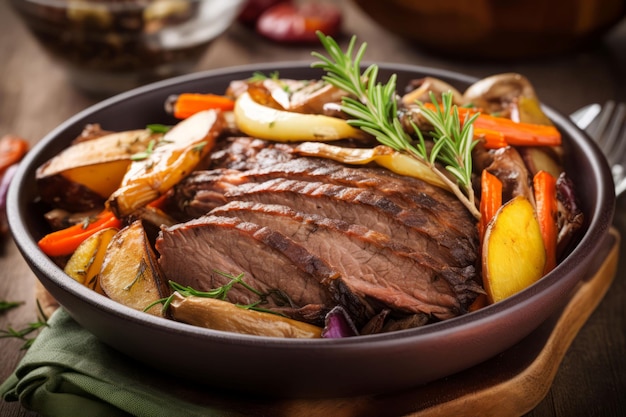 Pechuga carne verduras comida Carne de res en rodajas Generar Ai