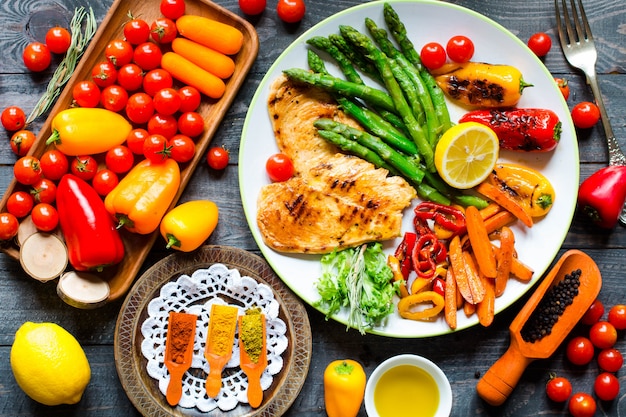 Pechuga de pollo a la plancha con verduras frescas