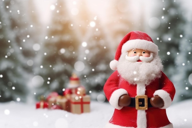 El peculiar Papá Noel barbudo en el bosque nevado de invierno Las vacaciones de invierno y el concepto de Navidad
