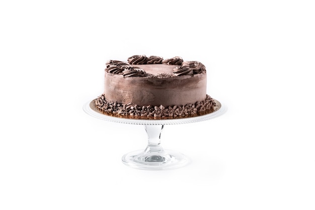 Foto pedaço de bolo de trufas de chocolate isolado no fundo branco