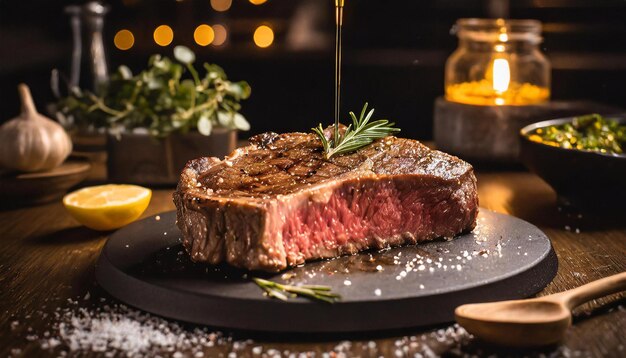 Foto pedaço de carne de costela de bife