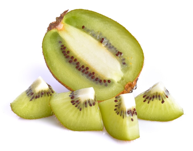 Foto pedaço de kiwi na superfície branca