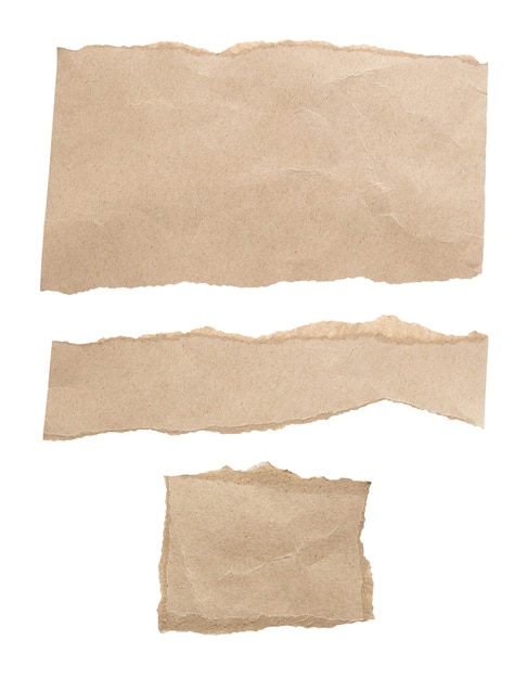 pedaço de papel castanho set de lágrimas isolado em fundo branco