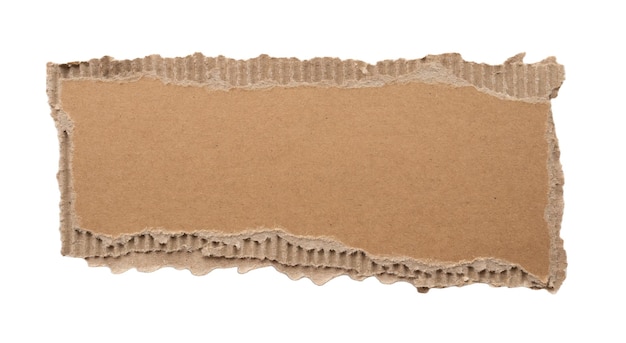 Pedaço de papel de cartão castanho isolado sobre fundo branco