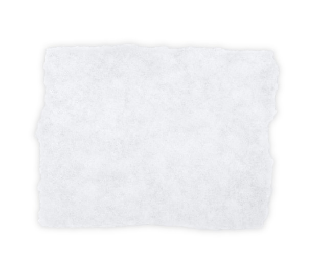 Pedaço de papel em branco isolado no branco