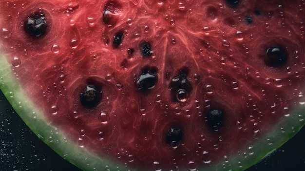 Pedaço fresco de melancia com gotas de água Imagem gerada por Ai
