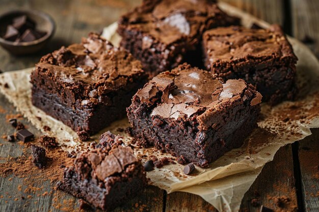 Pedaços de brownie em forma de bolo