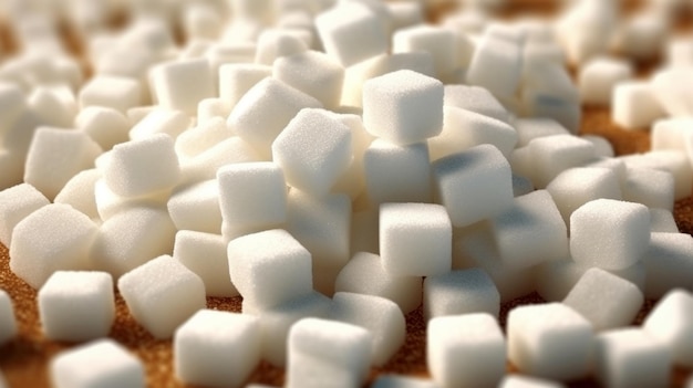 Pedaços de conceito de prevenção de diabetes de calorias de açúcar refinado branco