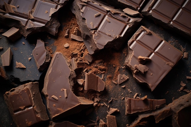 Pedaços de fundo de chocolate Textura de chocolate
