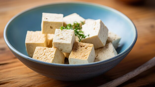 Foto pedaços de tofu fresco