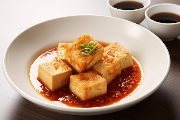 Foto pedaços de tofu fresco