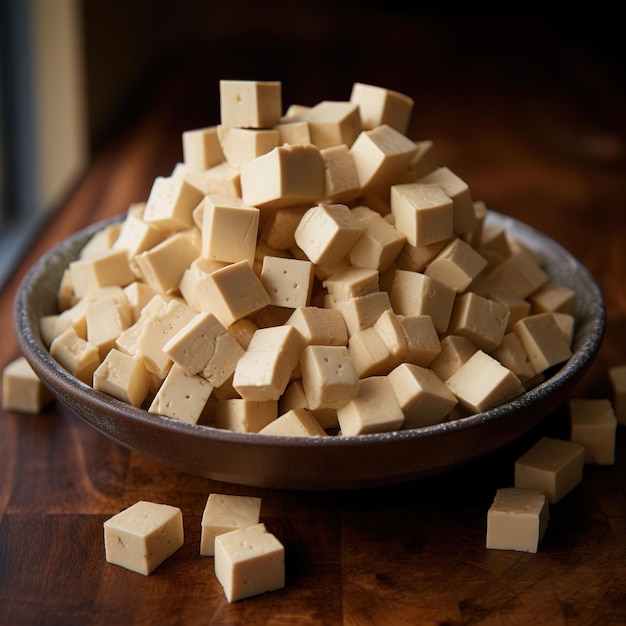 pedaços de tofu frescos